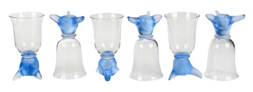 Set of 12 Glass Fox Stirrup Cups