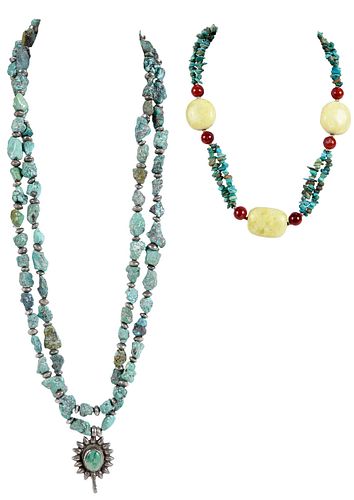 Two Turquoise and Sterling Necklaces