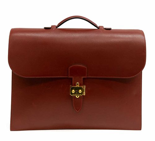 HERMES 'SAC A DEPECHE' BRIEFCASE BOX LEATHER