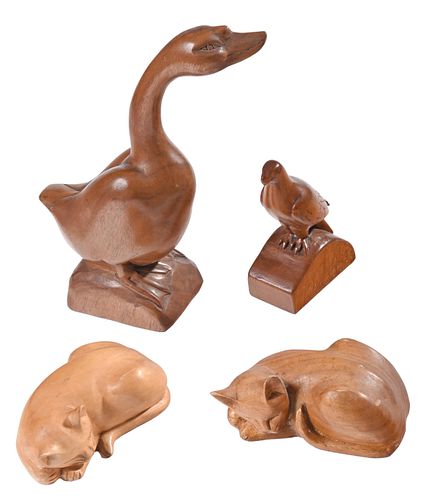 Four Carved Animals, Possibly Cherokee