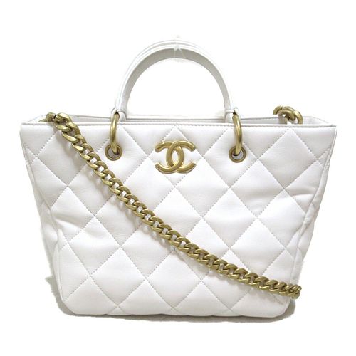 CHANEL LEATHER TWO-WAY CHAIN TOTE BAG