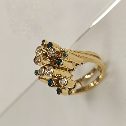 Yellow Gold Vintage Emerald & Diamond Ring 