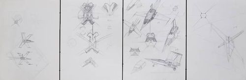 STAR WARS ORIGINAL PRE-PRODUCTION ART SET (THE X-WING FIGHTER COLLECTION OF FOUR PAGES)