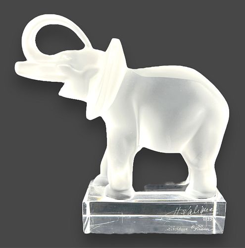 Lalique Frosted Crystal Elephant 1995