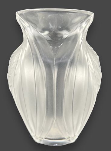 Lalique French Frosted Crystal Pavie Vase