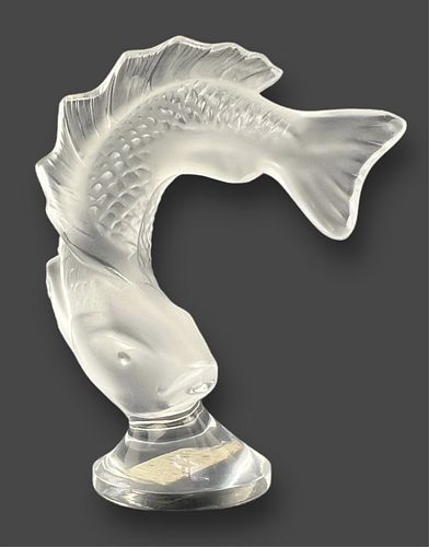Lalique Frosted Crystal Goujon Fish Sculpture
