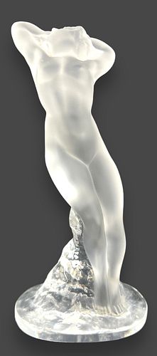 Lalique Frosted Crystal Nude Dancer Sculpture