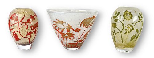(3) Kosta Boda Glass Vases