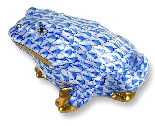Herend Blue Fishnet Frog