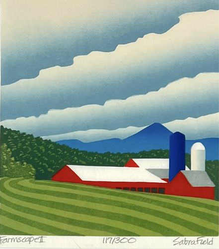 Sabra Field "Farmscape II" Woodblock Print