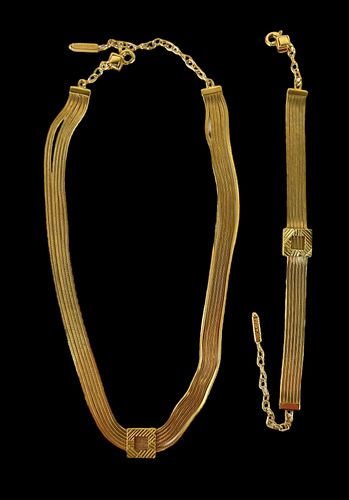 18K Yellow Gold UnoAErre Necklace & Bracelet Set
