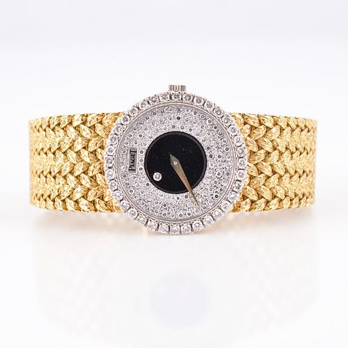 Piaget 18K Gold, Diamond & Onyx Estate Wristwatch