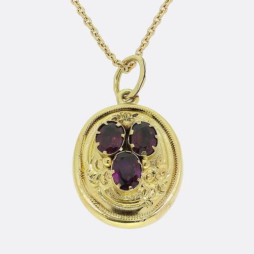 18ct & 15ct Victorian Garnet Locket Necklace