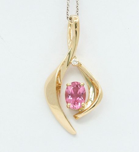 Musical Note Pink Topaz Diamond Pendant
