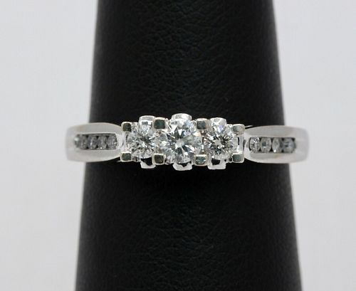 White Gold Three Diamond Engagement Ring