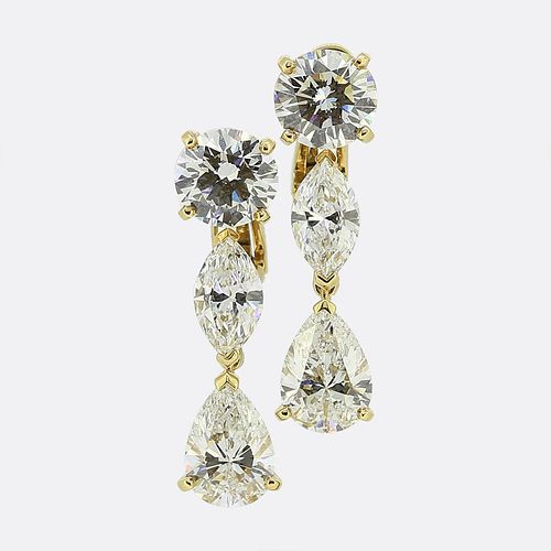 18k Cartier Diamond Drop Earrings