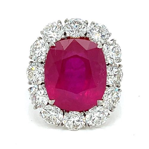 Platinum AGL Certified Burma Ruby & Diamond Ring