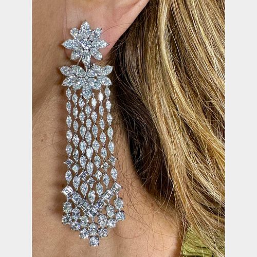 Platinum 35.50 Ct. Diamond Chandelier Earrings