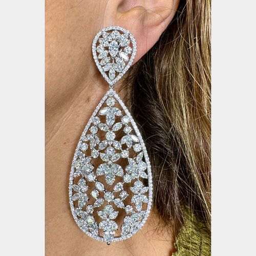 Platinum 42.50 Ct. Diamond Chandelier Earrings