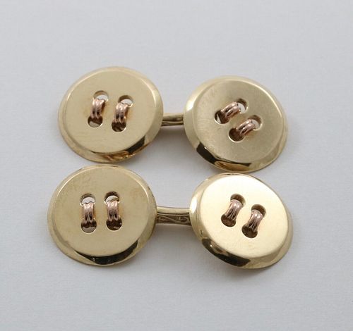 Vintage Tiffany and Co. Yellow Gold Button Cufflinks