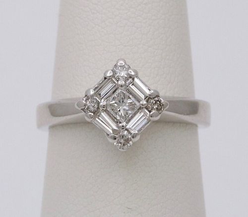 Vintage White Gold Diamond Engagement ring , Anniversary Ring.
