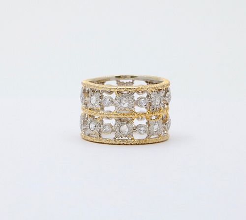 Vintage Ultra Wide Diamonds YG Ring