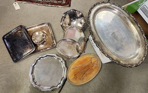 Bx Silverplate Serving Trays Incl 2 Tiffany Silver Soldered 12" X 9" and 10" x 7 1/4"