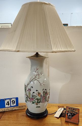 19th C Chinese Vase Lamp 35"