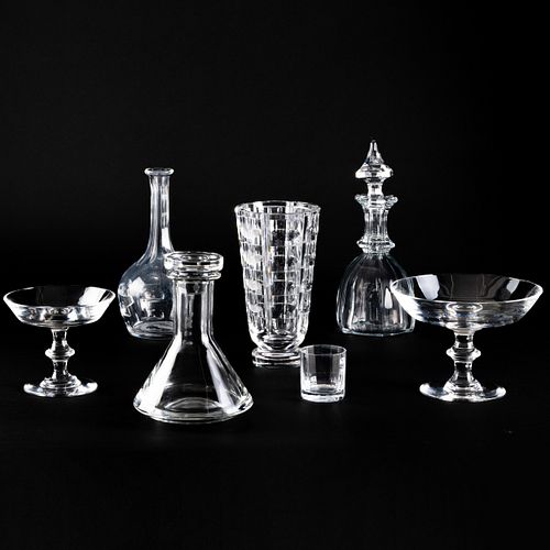 Two Val St. Lambert Tazza and a Group of Glassware