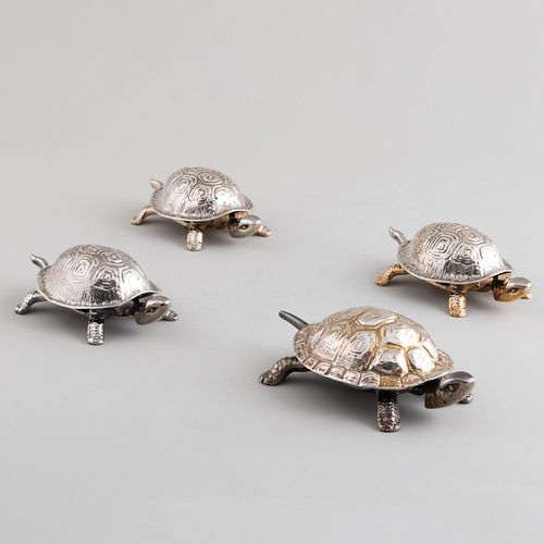 Four Silver Plate Turtle Form Table Bells