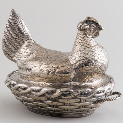 Victorian Silver Plate Hen Form Box and Cover