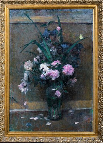 STILL LIFE OF WILTING ROSES OIL PAINTING
