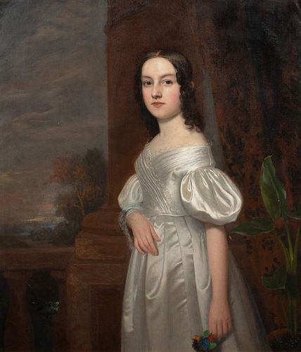 PORTRAIT OF A GIRL IN A WHITE DRESS OIL PAINTING