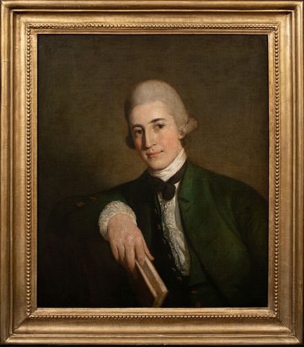 PORTRAIT OF A GENTLEMAN HOLDING A BOOK OIL PAINTING