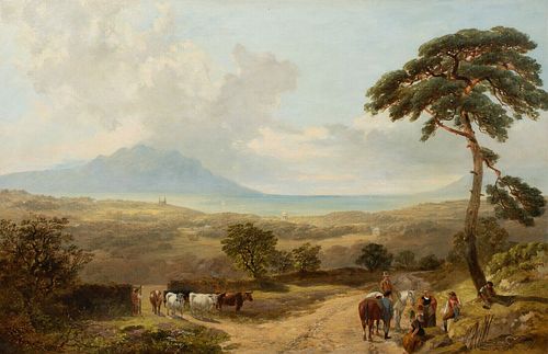VIEW OF AN EXTENSIVE LANDSCAPE OIL PAINTING