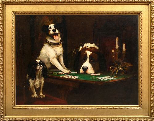 DOG POKER CARDS GAME OIL PAINTING