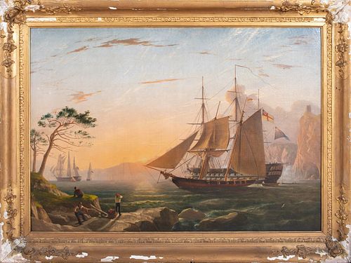 THE DEPARTURE OF THE KING'S SHIPS OIL PAINTING