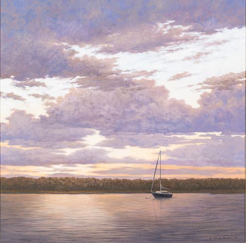 Addison Palmer (b. 1970), Sail Boat at Dusk, O/C