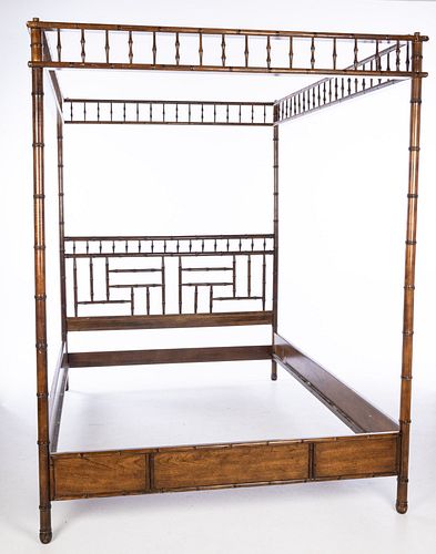 Queen Faux Bamboo 4-Poster Bedstead