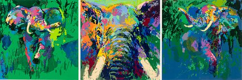 Leroy Neiman (1921-2012) Elephant Triptych,Serigraph