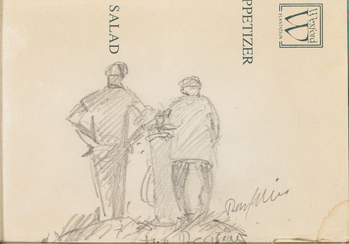 Ray Ellis (SC/MA, 1921-2013), Sketch on a Menu