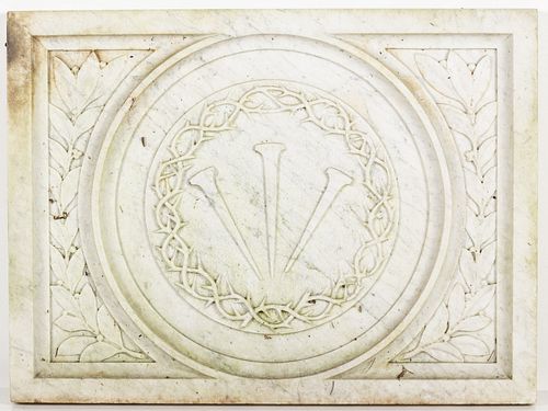 Carved Marble Panel, 19th C