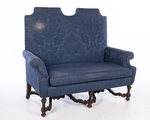 William and Mary Style Upholstered Oak Sofa, 19th C
