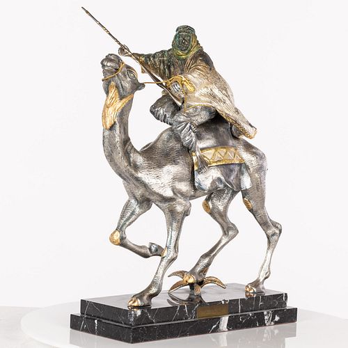 Bronze Sculpture of an Arab Warrior on Camel Back