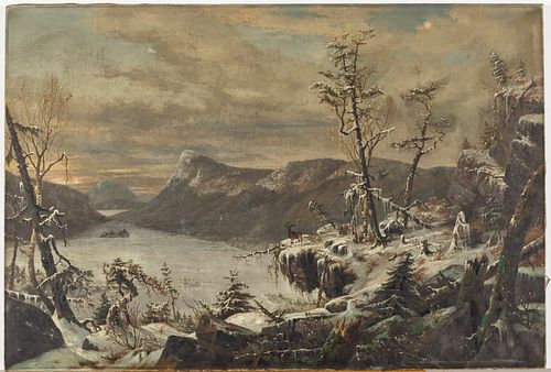Charles Themmen, Snow River Landscape, O/C, 1871