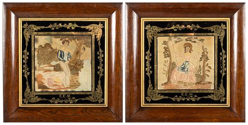 Pair of Framed Needleworks, c. 1840's