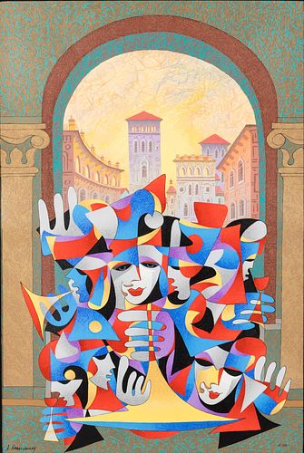 Anatole Krasnyasky, Venetian Masks, Serigraph