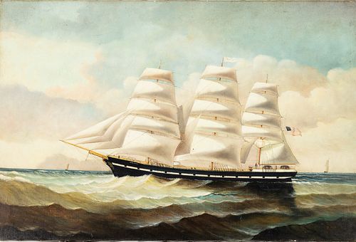 D. Tayler (MA, b. 1968), Masted Sailing Ship, O/C