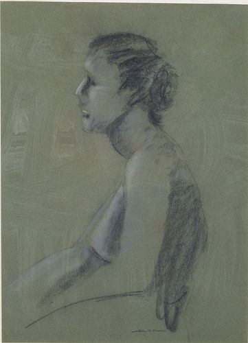 Arthur B. Davies, Portrait of a Woman, Charcoal