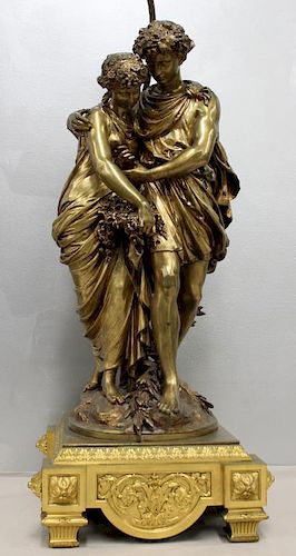 "Lovers" Bronze by Mathurin Moraeu (1822-1912).